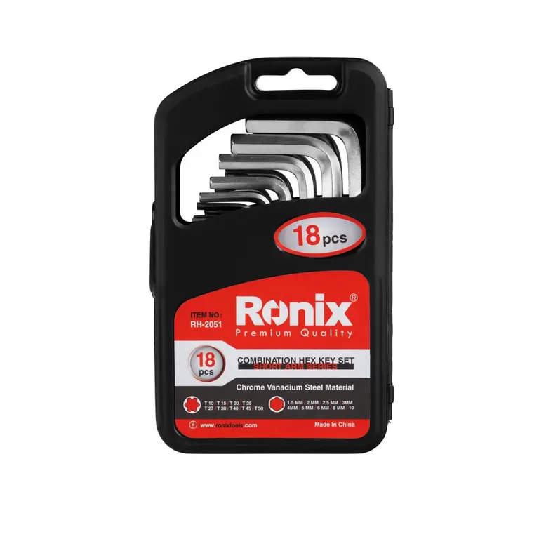 مجموعه ۱۸ عددی آچار آلن کوتاه ترکیبی Ronix مدل RH-2051